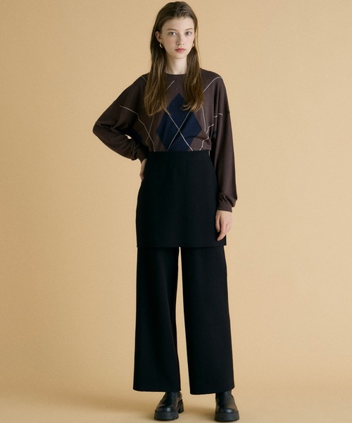 INED CLARO（イネドクラロ）の「【2点セット】スカート&ニットワイドパンツ（その他パンツ・レディース・ブラック/ベージュ・フリー）」の3枚目の写真