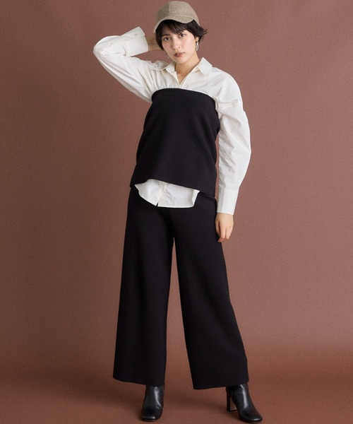 INED CLARO（イネドクラロ）の「【2点セット】スカート&ニットワイドパンツ（その他パンツ・レディース・ブラック/ベージュ・フリー）」の10枚目の写真