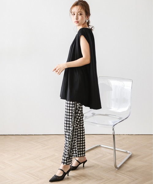 La-gemme（ラジェム）の「Wガーゼフレンチスリーブトップス（Tシャツ/カットソー・レディース・ホワイト/グレイッシュベージュ/ブラック・フリー）」の9枚目の写真