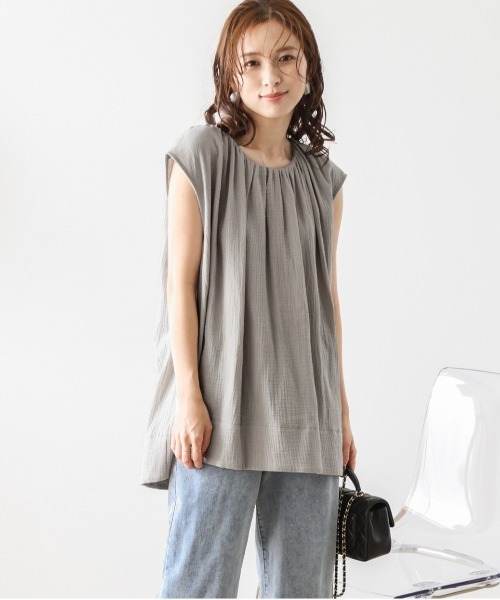 La-gemme（ラジェム）の「Wガーゼフレンチスリーブトップス（Tシャツ/カットソー・レディース・ホワイト/グレイッシュベージュ/ブラック・フリー）」の16枚目の写真