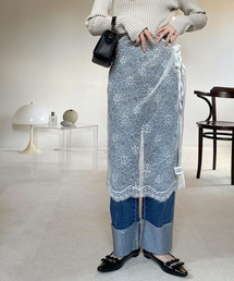 花柄 レース ラップスカート