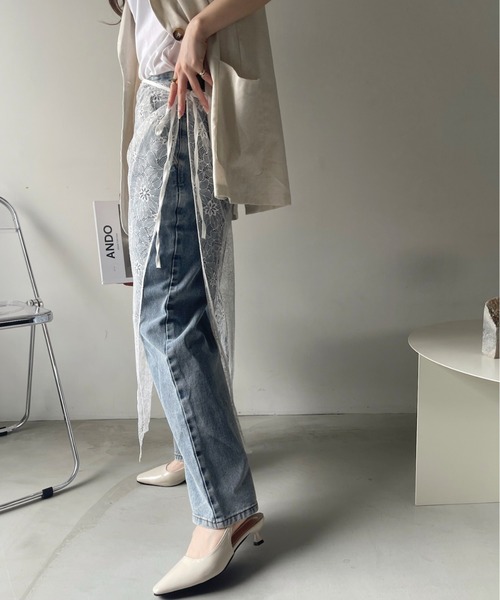 Ada.(エイダ)の「花柄 レース ラップスカート(スカート・レディース・ホワイト/ブラック・FREE)」の8枚目の写真