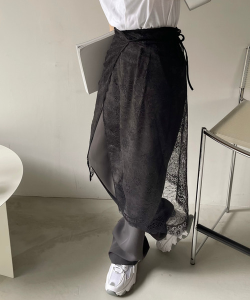 Ada.(エイダ)の「花柄 レース ラップスカート(スカート・レディース・ホワイト/ブラック・FREE)」の17枚目の写真