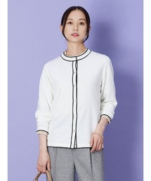 Perfect Suit FActory | 【洗える】ウール混　配色ニットカーディガン　ブラック/オフホワイト/ブラウン(カーディガン/ボレロ)