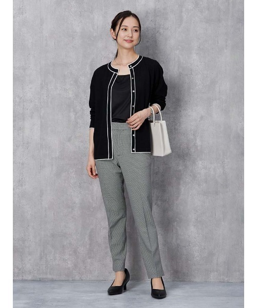 Perfect Suit FActory（パーフェクトスーツファクトリー）の「【洗える】ウール混　配色ニットカーディガン　ブラック/オフホワイト/ブラウン（カーディガン/ボレロ・レディース・ブラック/オフホワイト/ブラウン・S/M/L）」の10枚目の写真