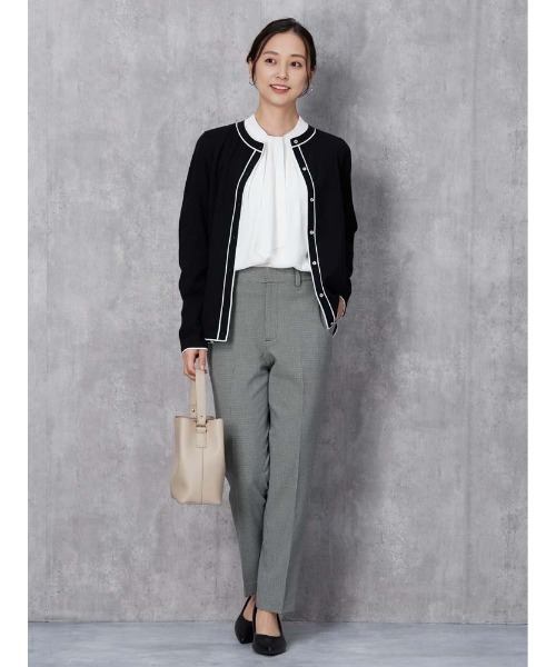 Perfect Suit FActory（パーフェクトスーツファクトリー）の「【洗える】ウール混　配色ニットカーディガン　ブラック/オフホワイト/ブラウン（カーディガン/ボレロ・レディース・ブラック/オフホワイト/ブラウン・S/M/L）」の11枚目の写真