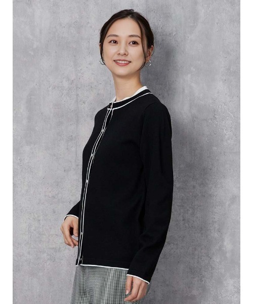 Perfect Suit FActory（パーフェクトスーツファクトリー）の「【洗える】ウール混　配色ニットカーディガン　ブラック/オフホワイト/ブラウン（カーディガン/ボレロ・レディース・ブラック/オフホワイト/ブラウン・S/M/L）」の15枚目の写真