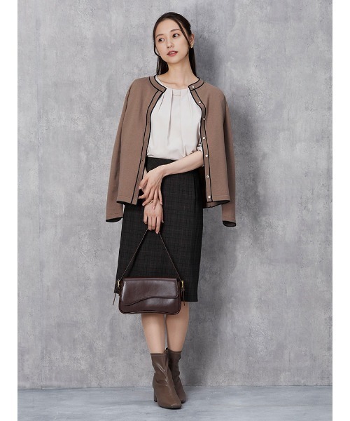 Perfect Suit FActory（パーフェクトスーツファクトリー）の「【洗える】ウール混　配色ニットカーディガン　ブラック/オフホワイト/ブラウン（カーディガン/ボレロ・レディース・ブラック/オフホワイト/ブラウン・S/M/L）」の21枚目の写真