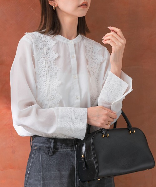 URBAN RESEARCH ROSSO WOMEN(アーバンリサーチ ロッソ)の「ウォッシャブルデザインレースシャツ(シャツ/ブラウス・レディース・ホワイト/ミント/ブラック・FREE)」の7枚目の写真