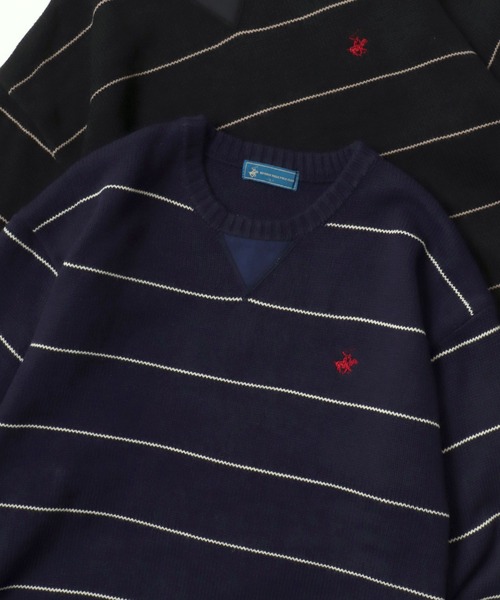 BEVERLY HILLS POLO CLUB(ビバリーヒルズポロクラブ)の「BEVERLY HILLS POLO CLUB/ビバリーヒルズポロクラブ オーバーサイズ ニット ロゴ ワンポイント刺繍 クルーネック セーター/レディース メンズ(ニット/セーター・レディース・ブラック/アイボリー/ワイン/ブルー系その他/モカ/ブラック系その他・LL/M/L)」の5枚目の写真