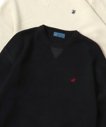 BEVERLY HILLS POLO CLUB/ビバリーヒルズポロクラブ オーバーサイズ ニット ロゴ ワンポイント刺繍 クルーネック セーター/レディース メンズ