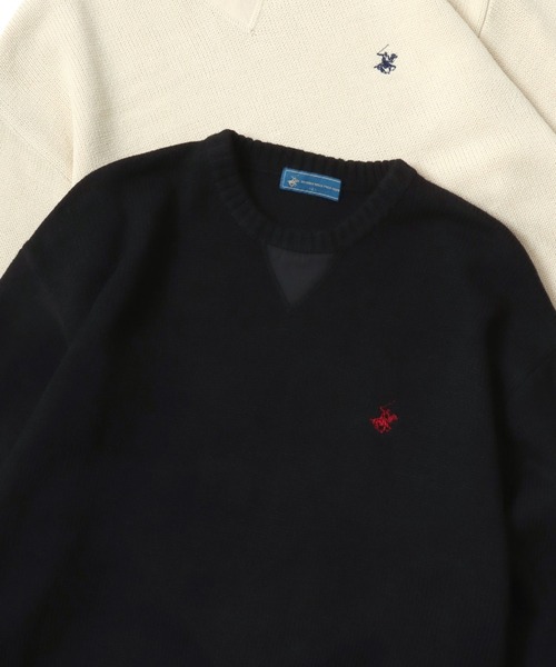BEVERLY HILLS POLO CLUB(ビバリーヒルズポロクラブ)の「BEVERLY HILLS POLO CLUB/ビバリーヒルズポロクラブ オーバーサイズ ニット ロゴ ワンポイント刺繍 クルーネック セーター/レディース メンズ(ニット/セーター・レディース・ブラック/アイボリー/ワイン/ブルー系その他/モカ/ブラック系その他・LL/M/L)」の2枚目の写真