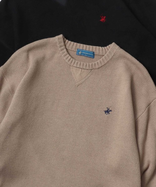 BEVERLY HILLS POLO CLUB(ビバリーヒルズポロクラブ)の「BEVERLY HILLS POLO CLUB/ビバリーヒルズポロクラブ オーバーサイズ ニット ロゴ ワンポイント刺繍 クルーネック セーター/レディース メンズ(ニット/セーター・レディース・ブラック/アイボリー/ワイン/ブルー系その他/モカ/ブラック系その他・LL/M/L)」の4枚目の写真