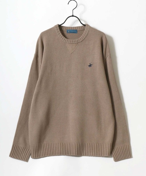 BEVERLY HILLS POLO CLUB(ビバリーヒルズポロクラブ)の「BEVERLY HILLS POLO CLUB/ビバリーヒルズポロクラブ オーバーサイズ ニット ロゴ ワンポイント刺繍 クルーネック セーター/レディース メンズ(ニット/セーター・レディース・ブラック/アイボリー/ワイン/ブルー系その他/モカ/ブラック系その他・LL/M/L)」の10枚目の写真