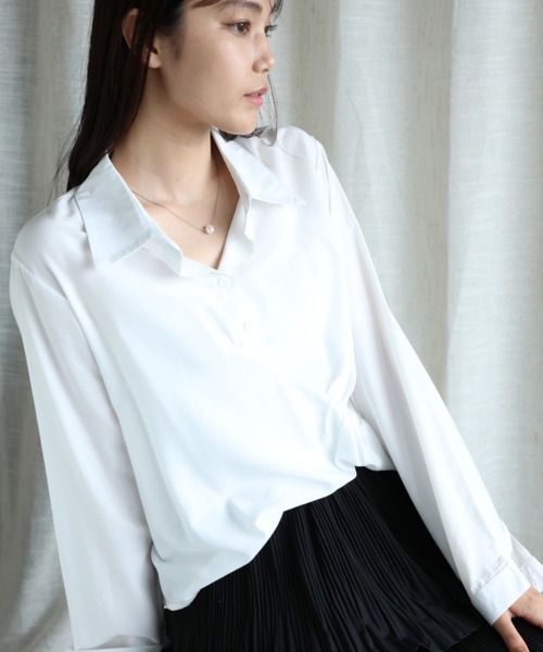 aimoha(アイモハ)の「【Aimoha】ギャザー長袖シャツ(シャツ/ブラウス・レディース・ブラック/オフホワイト/ベージュ/ホワイト/ライトグリーン・FREE)」の7枚目の写真