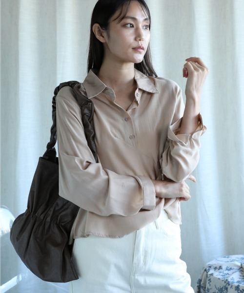 aimoha(アイモハ)の「【Aimoha】ギャザー長袖シャツ(シャツ/ブラウス・レディース・ブラック/オフホワイト/ベージュ/ホワイト/ライトグリーン・FREE)」の19枚目の写真