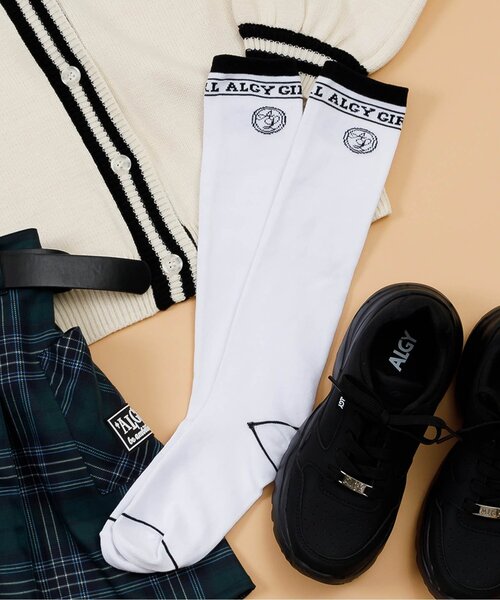 algy(アルジー)の「サークルALロゴハイソックス(ソックス/靴下・キッズ・ブラック/サックスブルー/オフホワイト・21/24)」の2枚目の写真