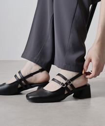 LibertyDoll（リバティードール）の「LIBERTYDOLL スクエアトゥ ダブルベルト ミュールパンプス（パンプス）」