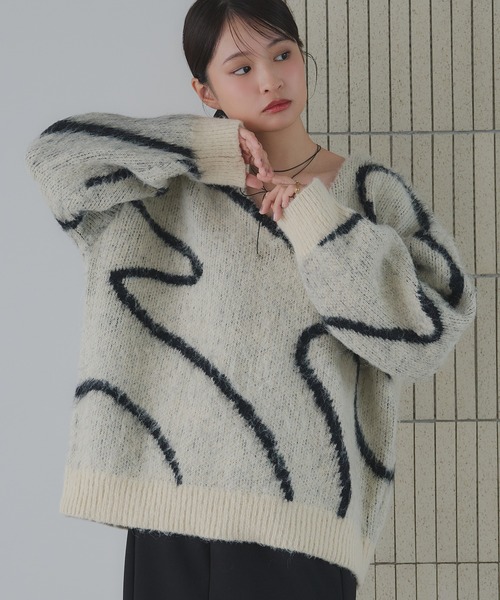 セール】Vネックニュアンスニット（ニット/セーター）｜raffime