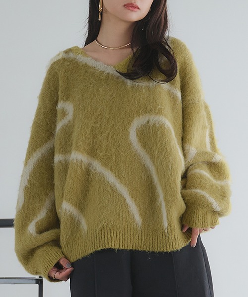 raffime（ラフィミー）の「Vネックニュアンスニット（ニット/セーター・レディース・グリーン/モカ/アイボリー/ブラック/チャコールグレー/ブラウン系その他・フリー）」の16枚目の写真