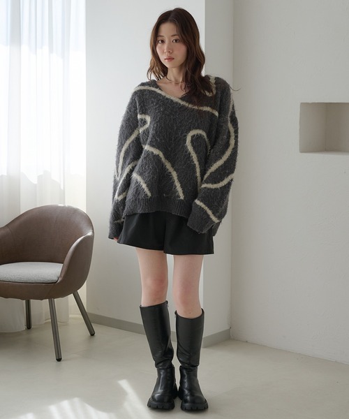 セール】Vネックニュアンスニット（ニット/セーター）｜raffime