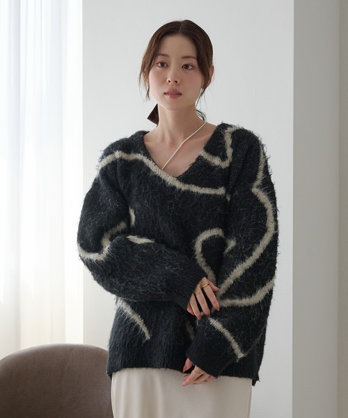 セール】Vネックニュアンスニット（ニット/セーター）｜raffime