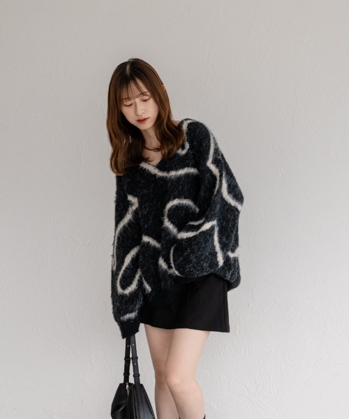 セール】Vネックニュアンスニット（ニット/セーター）｜raffime