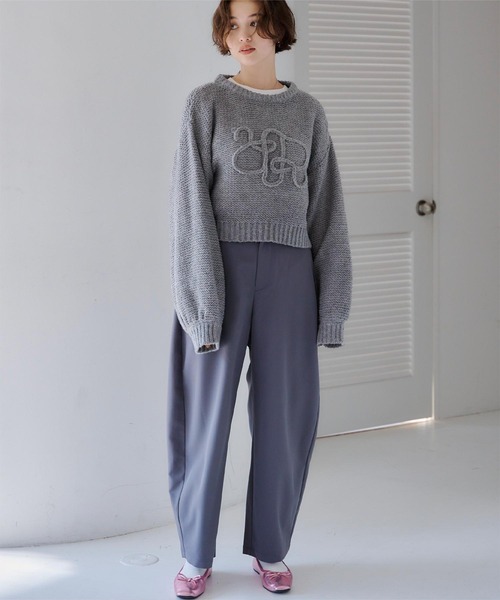 titivate（ティティベイト）の「透かし編み刺繍クロップドプルオーバー（ニット/セーター・レディース・イエロー/アイボリー/グレー・FREE）」の8枚目の写真