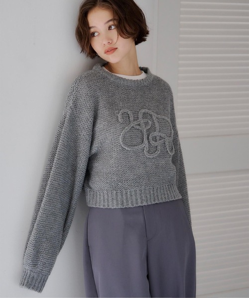 titivate（ティティベイト）の「透かし編み刺繍クロップドプルオーバー（ニット/セーター・レディース・イエロー/アイボリー/グレー・FREE）」の10枚目の写真
