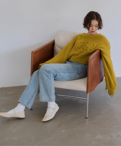titivate（ティティベイト）の「透かし編み刺繍クロップドプルオーバー（ニット/セーター・レディース・イエロー/アイボリー/グレー・FREE）」の11枚目の写真