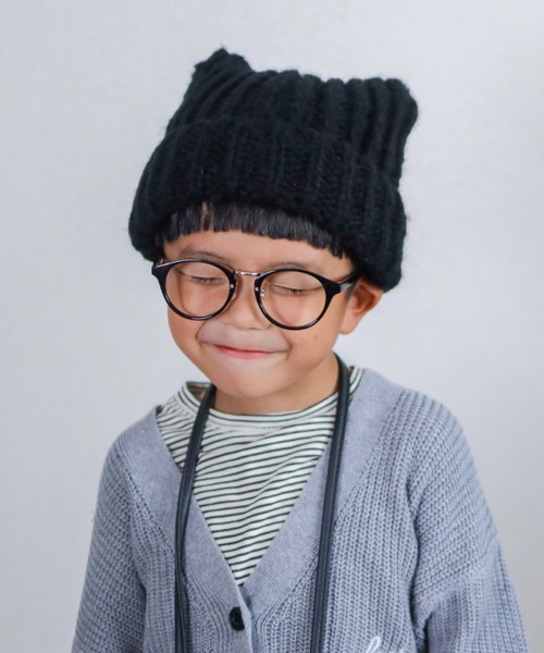 CIAOPANIC TYPY(チャオパニックティピー)の「【KIDS】ネコ耳ニットビーニー(ニットキャップ/ビーニー・キッズ・グレー/オフホワイト/ブラック・ONE SIZE)」の3枚目の写真