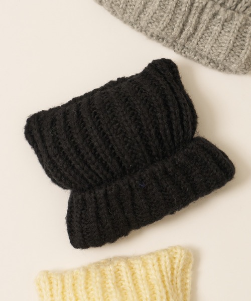 CIAOPANIC TYPY(チャオパニックティピー)の「【KIDS】ネコ耳ニットビーニー(ニットキャップ/ビーニー・キッズ・グレー/オフホワイト/ブラック・ONE SIZE)」の4枚目の写真