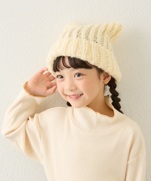 CIAOPANIC TYPY(チャオパニックティピー)の「【KIDS】ネコ耳ニットビーニー(ニットキャップ/ビーニー・キッズ・グレー/オフホワイト/ブラック・ONE SIZE)」の5枚目の写真