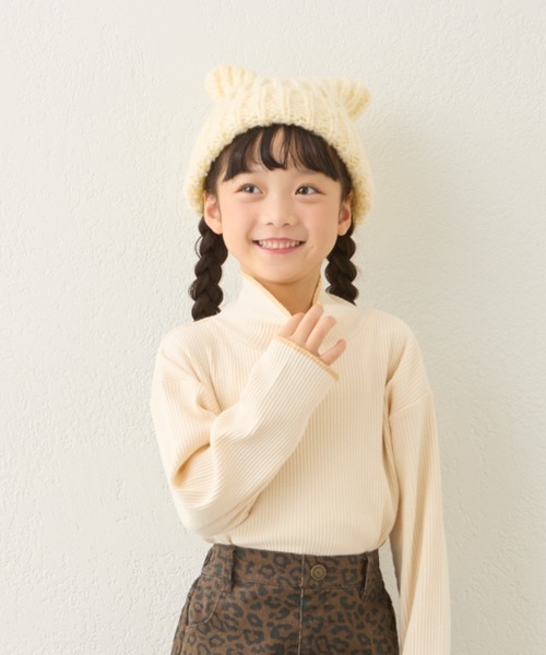 CIAOPANIC TYPY(チャオパニックティピー)の「【KIDS】ネコ耳ニットビーニー(ニットキャップ/ビーニー・キッズ・グレー/オフホワイト/ブラック・ONE SIZE)」の6枚目の写真