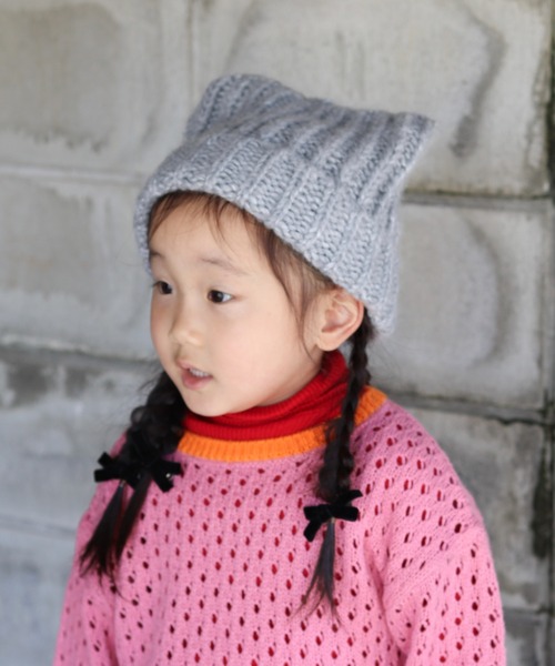 CIAOPANIC TYPY(チャオパニックティピー)の「【KIDS】ネコ耳ニットビーニー(ニットキャップ/ビーニー・キッズ・グレー/オフホワイト/ブラック・ONE SIZE)」の14枚目の写真