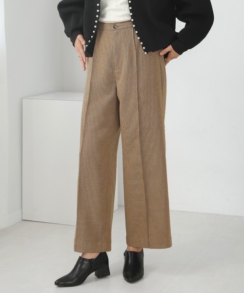 Bou Jeloud（ブージュルード）の「ツイードパイピングパンツ（スラックス・レディース・ブラック/モカ・38）」の2枚目の写真