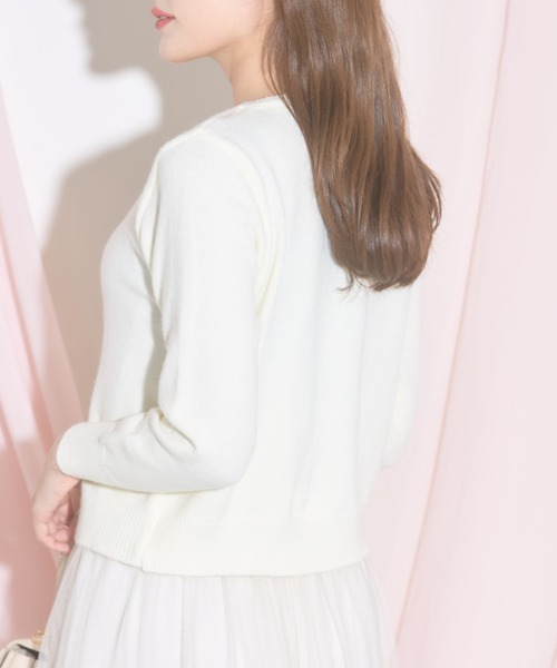 tocco closet(トッコ クローゼット)の「【ZOZO限定】プチリボン×パール釦カーディガン(カーディガン/ボレロ・レディース・アイボリー/ブラック/グレー・M)」の11枚目の写真