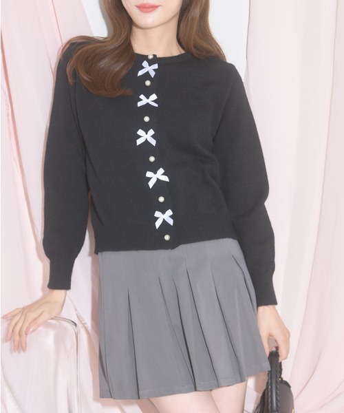 tocco closet(トッコ クローゼット)の「【ZOZO限定】プチリボン×パール釦カーディガン(カーディガン/ボレロ・レディース・アイボリー/ブラック/グレー・M)」の20枚目の写真