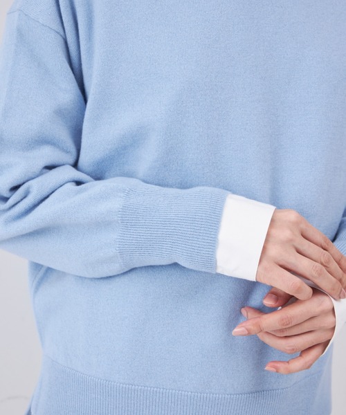 INED（イネド）の「【洗えるウール100％ニット】ハイネックプルオーバーニット「オーストラリアメリノウール」（ニット/セーター・レディース・サックスブルー/ブラック/オフホワイト/ブルー/サンドグレー/ラベンダー/イエロー・9号/11号）」の17枚目の写真