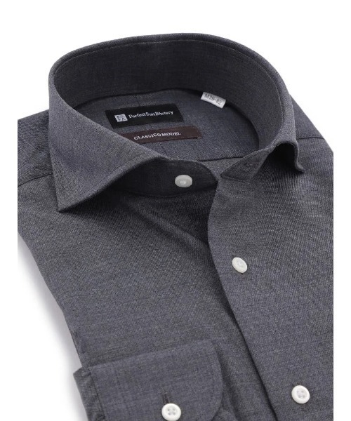 ノンアイロン】長袖ワイシャツ 【クラシコ】ハウンドトゥース柄 M