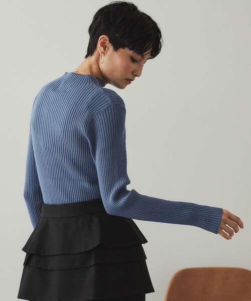 OPAQUE.CLIP(オペークドットクリップ)の「◆《5color/S-LLsize》もちもちハイネックリブニット【洗濯機洗い可】(ニット/セーター・レディース・ブラック/グレー系4/ブルー/ホワイト/ボルドー・36/38/40/42)」の18枚目の写真