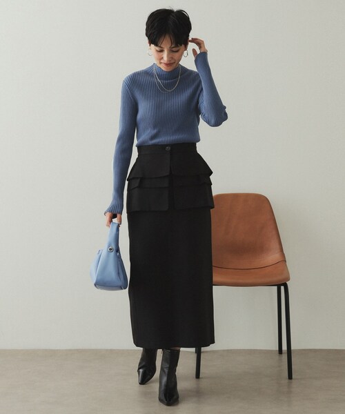 OPAQUE.CLIP(オペークドットクリップ)の「◆《5color/S-LLsize》もちもちハイネックリブニット【洗濯機洗い可】(ニット/セーター・レディース・ブラック/グレー系4/ブルー/ホワイト/ボルドー・36/38/40/42)」の19枚目の写真