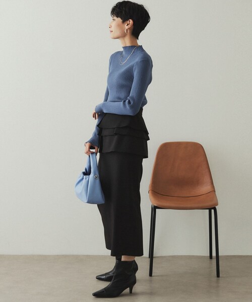 OPAQUE.CLIP(オペークドットクリップ)の「◆《5color/S-LLsize》もちもちハイネックリブニット【洗濯機洗い可】(ニット/セーター・レディース・ブラック/グレー系4/ブルー/ホワイト/ボルドー・36/38/40/42)」の20枚目の写真