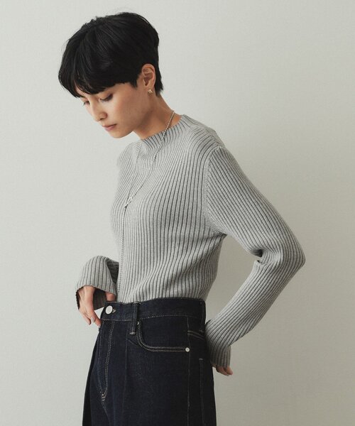 OPAQUE.CLIP(オペークドットクリップ)の「◆《5color/S-LLsize》もちもちハイネックリブニット【洗濯機洗い可】(ニット/セーター・レディース・ブラック/グレー系4/ブルー/ホワイト/ボルドー・36/38/40/42)」の22枚目の写真