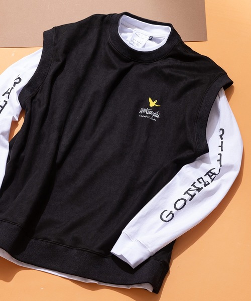 【(What it isNt)ART BY MARKGONZALES / (ワットイットイズント) アートバイマークゴンザレス】 スエードタッチベスト ロンT リアルレイヤード 2枚セット ユニセックス(Tシャツ/カットソー)|(What it isNt)ART BY MARKGONZALES(ワットイットイズント)