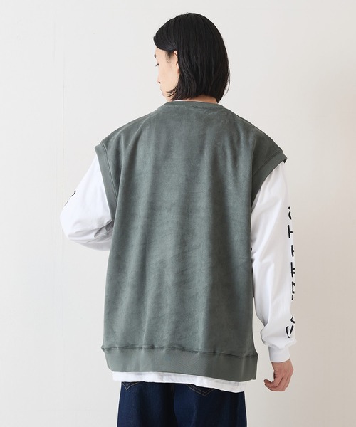 (What it isNt)ART BY MARKGONZALES(ワットイットイズント)の「【(What it isNt)ART BY MARKGONZALES / (ワットイットイズント) アートバイマークゴンザレス】 スエードタッチベスト ロンT リアルレイヤード 2枚セット ユニセックス(Tシャツ/カットソー・メンズ・ブラック/カーキ/ブルー・MEDIUM/LARGE/X-LARGE)」の8枚目の写真