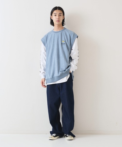(What it isNt)ART BY MARKGONZALES(ワットイットイズント)の「【(What it isNt)ART BY MARKGONZALES / (ワットイットイズント) アートバイマークゴンザレス】 スエードタッチベスト ロンT リアルレイヤード 2枚セット ユニセックス(Tシャツ/カットソー・メンズ・ブラック/カーキ/ブルー・MEDIUM/LARGE/X-LARGE)」の11枚目の写真