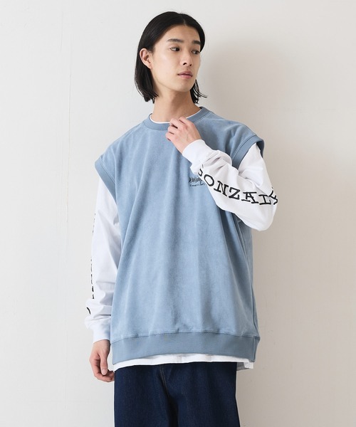 (What it isNt)ART BY MARKGONZALES(ワットイットイズント)の「【(What it isNt)ART BY MARKGONZALES / (ワットイットイズント) アートバイマークゴンザレス】 スエードタッチベスト ロンT リアルレイヤード 2枚セット ユニセックス(Tシャツ/カットソー・メンズ・ブラック/カーキ/ブルー・MEDIUM/LARGE/X-LARGE)」の14枚目の写真