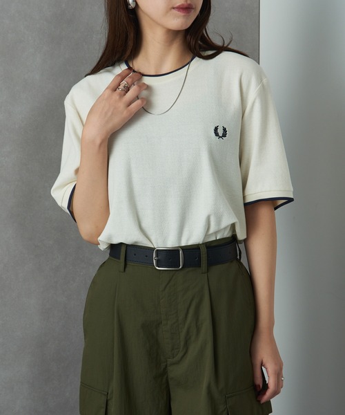 FRED PERRY(フレッドペリー)の「【FRED PERRY】CREPE PIQUE T-SHIRT フレッドペリー ワンポイントロゴ刺繍 クレープピケTシャツ M8585(Tシャツ/カットソー・メンズ・ネイビー/アイボリー/ライトブルー・S/M/L)」の10枚目の写真