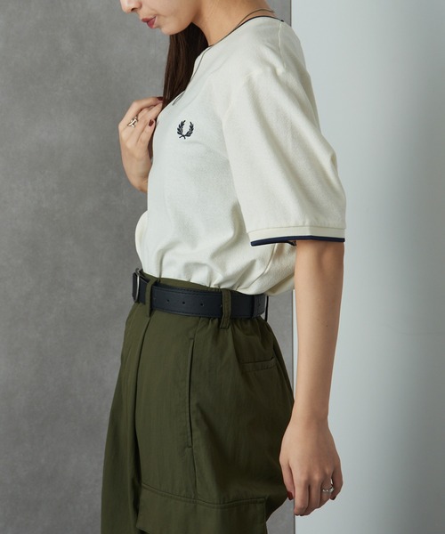 FRED PERRY(フレッドペリー)の「【FRED PERRY】CREPE PIQUE T-SHIRT フレッドペリー ワンポイントロゴ刺繍 クレープピケTシャツ M8585(Tシャツ/カットソー・メンズ・ネイビー/アイボリー/ライトブルー・S/M/L)」の12枚目の写真